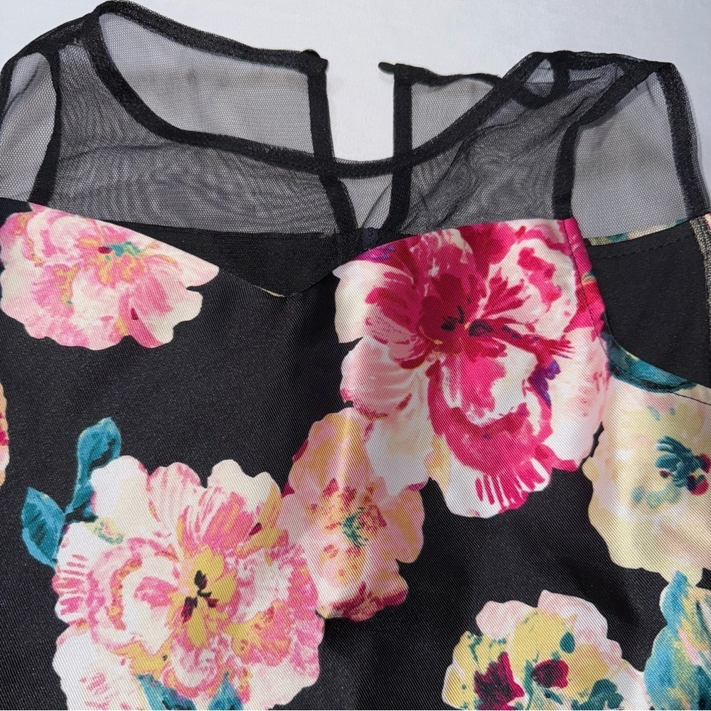 Speechless Black Floral Bubble Dress with Sheer Detail - Picture 3 of 10